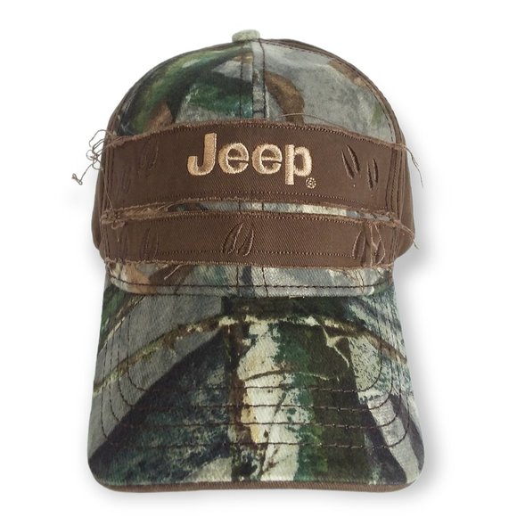 Jeep Cap Hat Mossy Oak Camo Brown Flannel Embroidered Hunting One Size NWOT - Picture 2 of 11